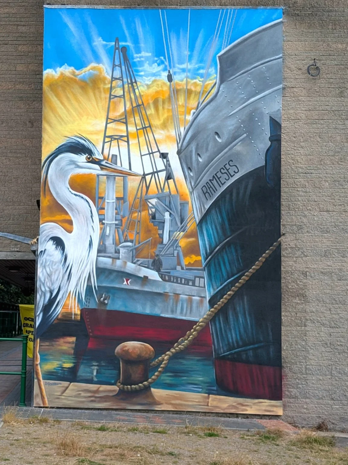 Heron & Ramesses mural by David Crossley